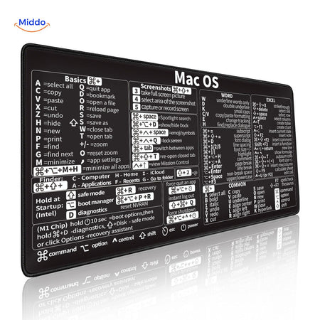 Lernopad Muismat macbook macos shortcut overzicht apple werkplek accessoire www.middo.nl