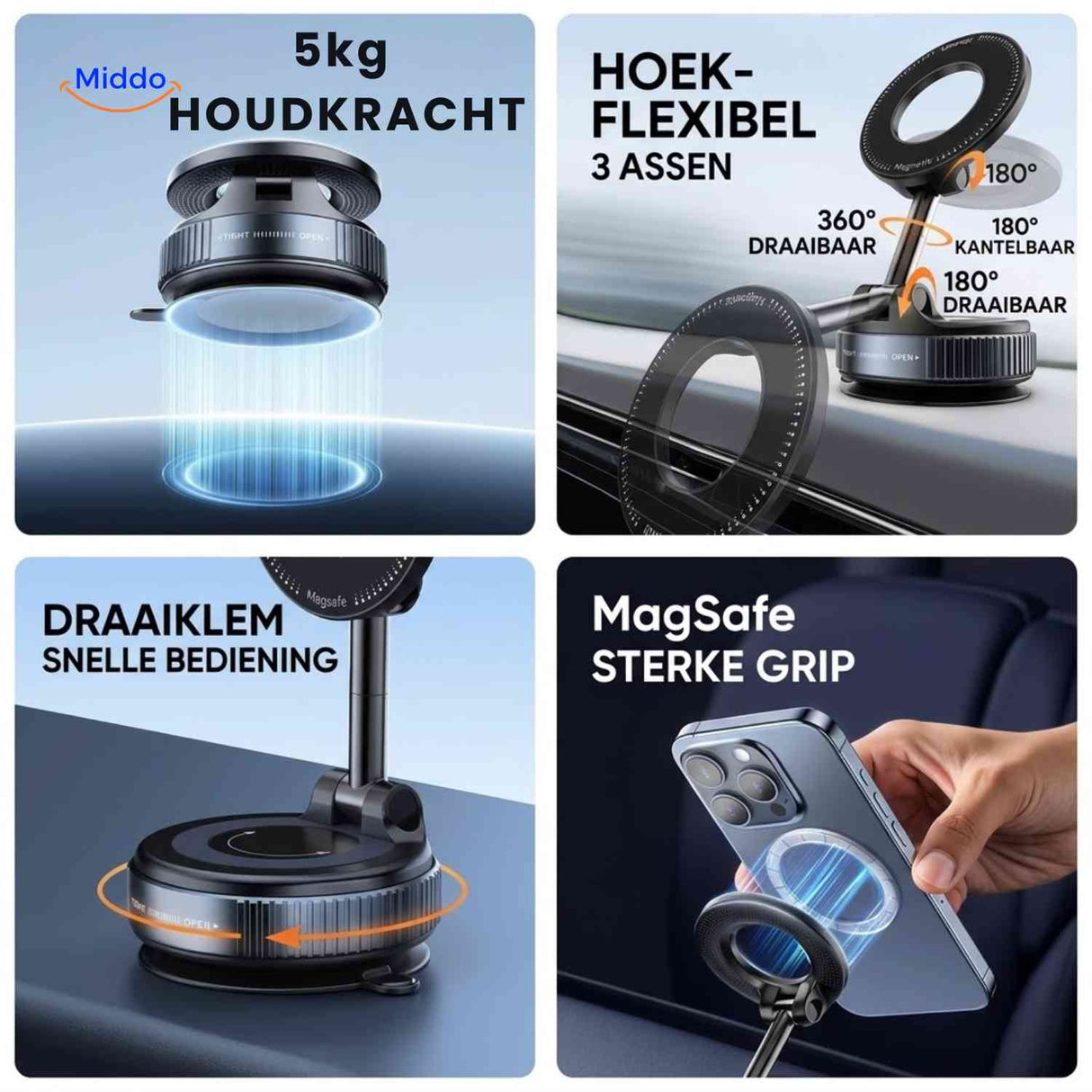 MagnaFold support téléphone magnétique avec aspiration jusqu’à 5 kg