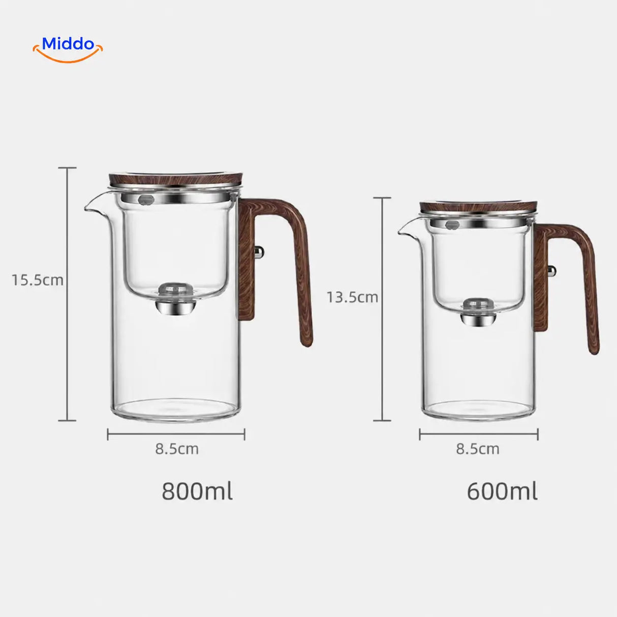 Théière magnétique Magnetea en verre avec filtre, dimensions, vue 18