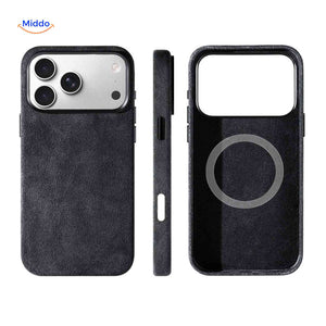 Coque iPhone AlcantaPro compatible MagSafe, noir, vue 8