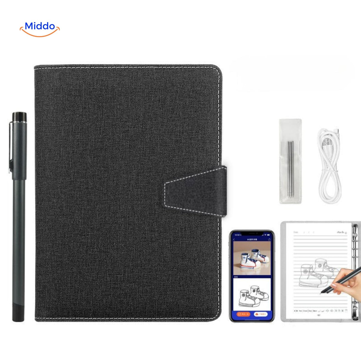 NoteSync Smart Pen slimline notitieboek met penhouder www.middo.nl