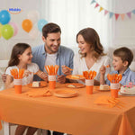 PartyLux Set de vaisselle fêtetable jetable vaisselle assiettes gobelets couverts orange www.middo.fr