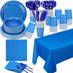 PartyLux Set de vaisselle jetable assiettes gobelets couverts vaisselle set bleu www.middo.fr