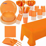 PartyLux Set de vaisselle jetable assiettes gobelets couverts vaisselle set orange www.middo.fr