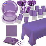 PartyLux Set de vaisselle jetable assiettes gobelets couverts vaisselle set violet www.middo.fr