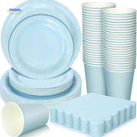 PartyLux Set de vaisselle jetable assiettes gobelets vaisselle fêteset bleu clair www.middo.fr