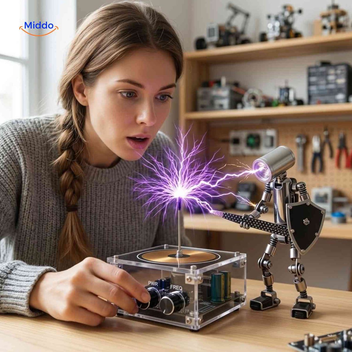 Bobine Tesla PlasmaTune Bluetooth pour démonstration scientifique, vue 07