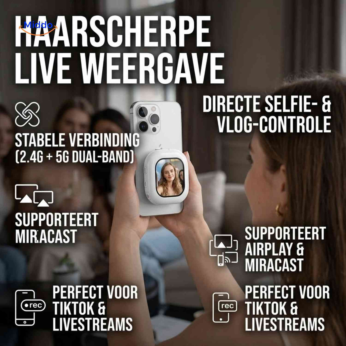 Moniteur selfie SnapView magnétique pour smartphone, vue 04