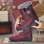 SnowLuxe Boots rood waterdicht sneeuwlaarzen met bont www.middo.nl