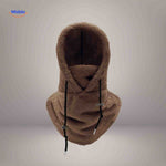 SnowShield Wintermuts bruin fleece hood warm sjaal bescherming www.middo.nl