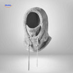 SnowShield Wintermuts lichtgrijs fleece hood lange touwtjes sjaal bescherming www.middo.nl