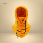 SnowShield Wintermuts oranje fleece hood warm sjaal bescherming www.middo.nl
