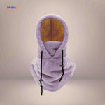 SnowShield Wintermuts paars fleece hood warm sjaal bescherming www.middo.nl