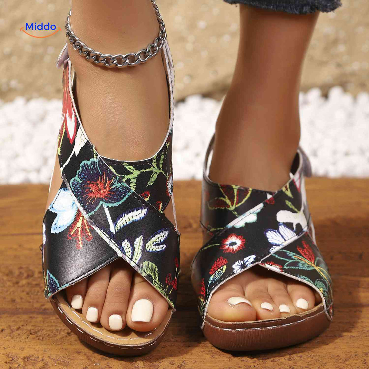Soleva sandales élégantes avec motif imprimé