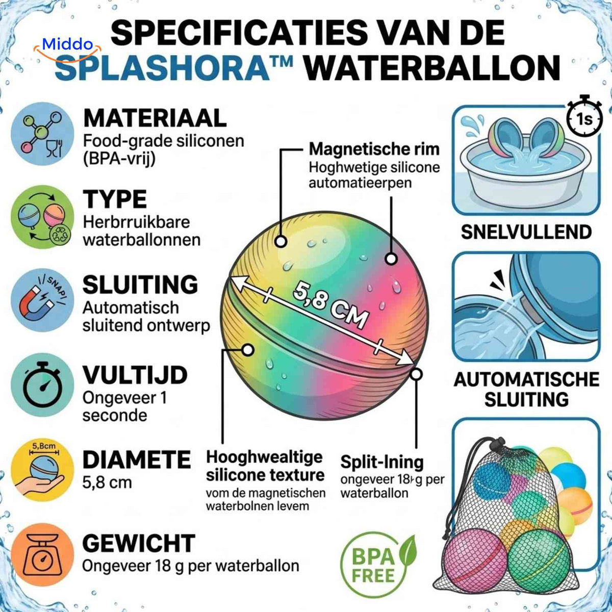 Ballon d’eau Splashora réutilisable en silicone, vue 06