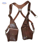 Steampunk Tote bruin lederen tas met hangen vakken www.middo.nl