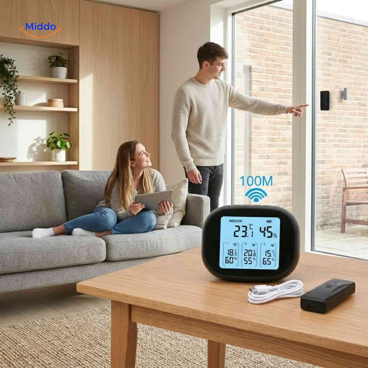 Thermomètre hygromètre ThermoSense avec capteur, vue produit 9