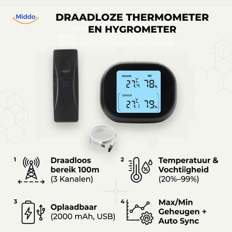 Thermomètre hygromètre ThermoSense avec capteur, vue produit 4