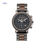 Timbero Houten Horloge houten chronograaf horloge met donkere houtlook www.middo.nl