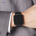 TimeMyst Montre Carrée noir bracelet cuir design classique middo