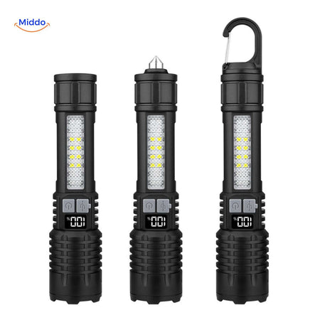 Torchlite Zaklamp multifunctionele ledlamp met noodhamer en haak www.middo.nl