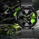 TurboGear Montre Automatique avec accents verts et bracelet en maille moderne middo