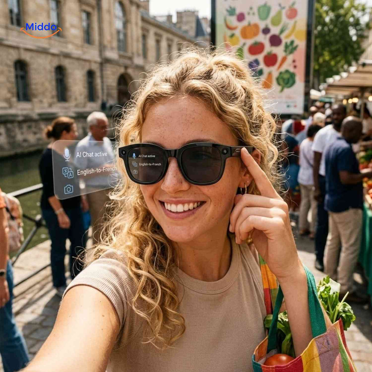 Lunettes IA VisiCam avec caméra 8 MP et traduction en direct, vue 02