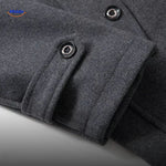 WoolGuard Dubbele Kraag Mouwdetail Grijze Jas