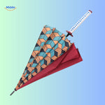 ZenBrella animeparaplu zwart met witte tekens en ronde handvat binnenaanzicht middo.nl