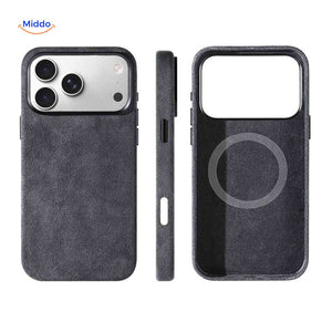 Coque iPhone AlcantaPro compatible MagSafe, noir, vue 1