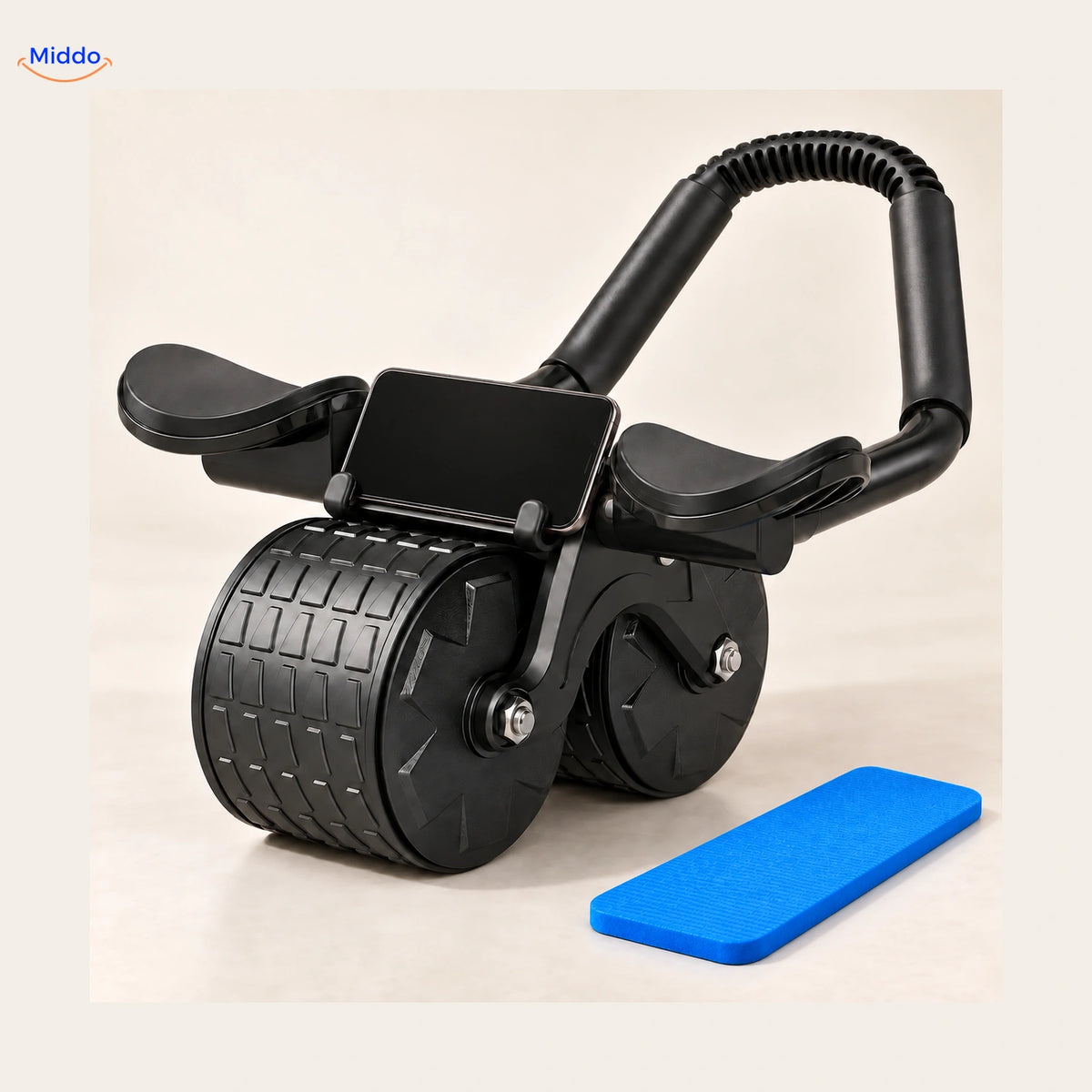 AbWheel Pro™ – Noir – tapis pour genoux 34 × 15 cm