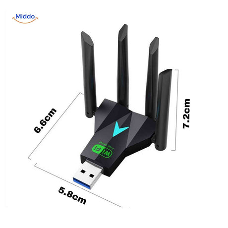 adaptateur wifi haute vitesse 1300 Mbps double bande pour streaming et gaming fluide