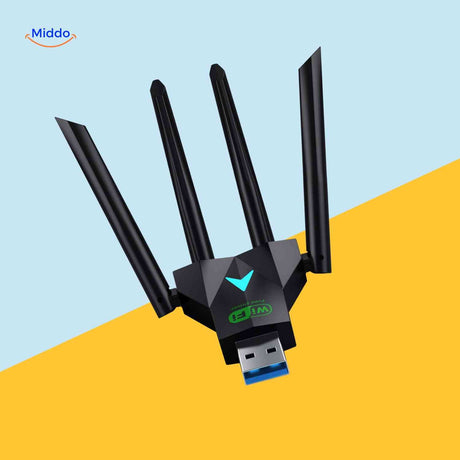 adaptateur wifi USB 3.0 récepteur et émetteur 1300 Mbps, gros plan sur le connecteur