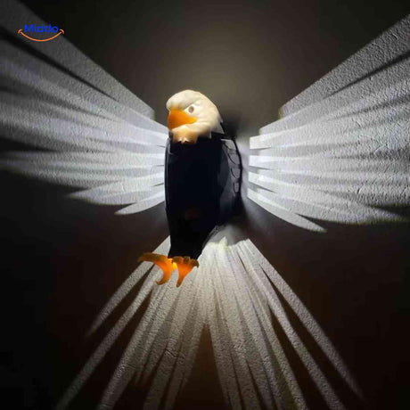 applique aigle led avec effet de lumiere 3d projete sur le mur, ambiance unique en salon ou chambre