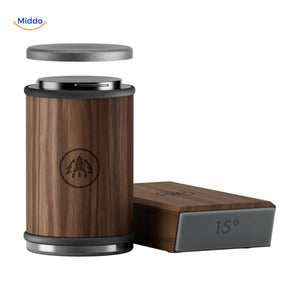 aiguiseur de couteaux roller en bois avec couvercle fermé, compact et élégant
