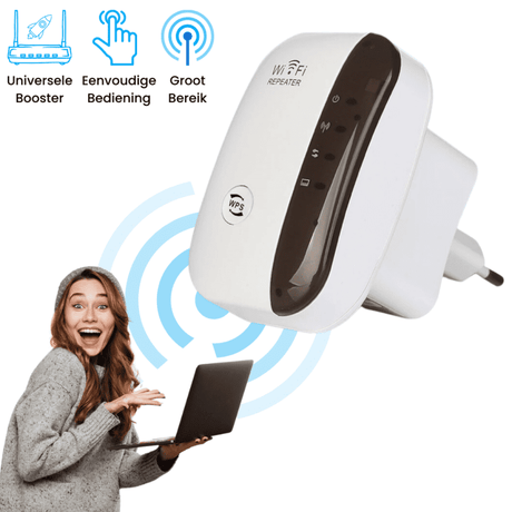 amplificateur wifi en gros plan avec indicateurs de statut et bouton wps