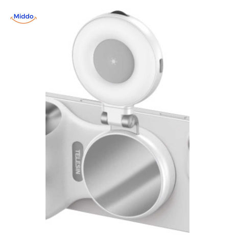 anneau lumineux avec miroir intégré pour assister les selfies avec un éclairage doux et uniforme