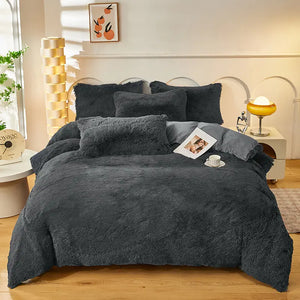 Parure de lit Teddy Fluffy en polaire, Anthracite