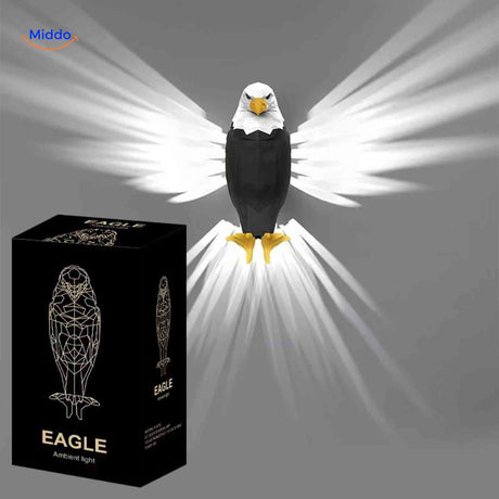 applique murale aigle led noir et blanc avec ailes lumineuses brillantes, decoration interieure originale