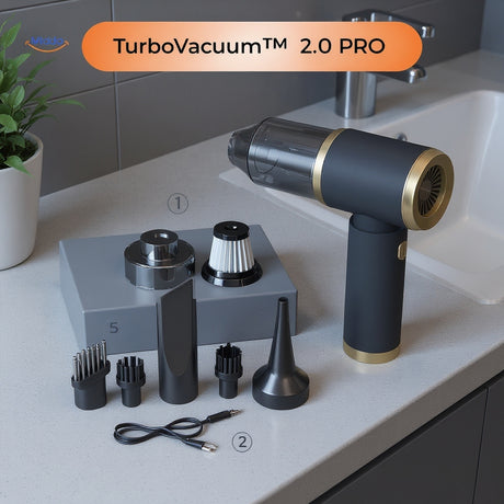 turbovacuum 2.0 pro utilisé sur un bureau pour aspirer miettes et poussières entre les touches