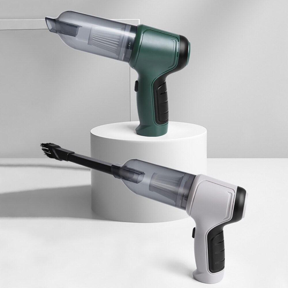 aspirateur à main 2 en 1 en coloris vert et blanc, présentation des deux modèles disponibles
