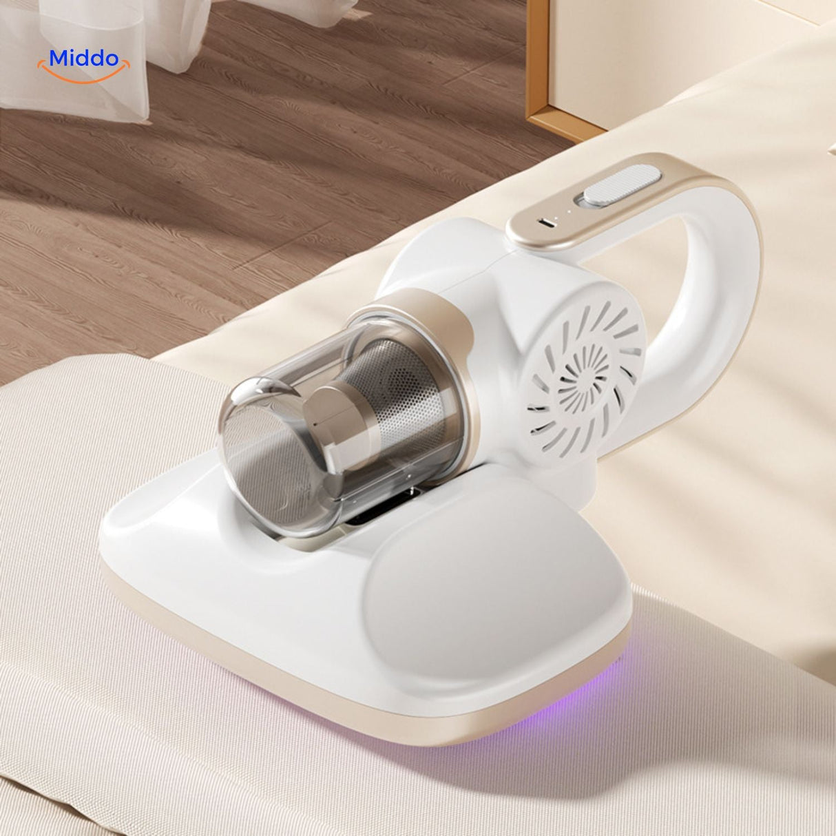 aspirateur pour sols avec lumière bleue UV et aperçu des fonctions