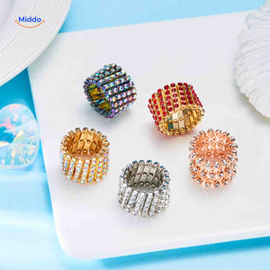 set complet de bagues larges à strass morphix, collection de bijoux réglables