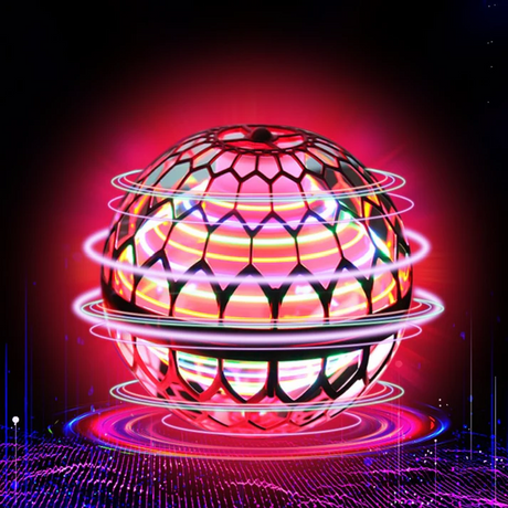 balle boomerang lumineuse Flynova en coloris rouge en plein vol, effet LED spectaculaire