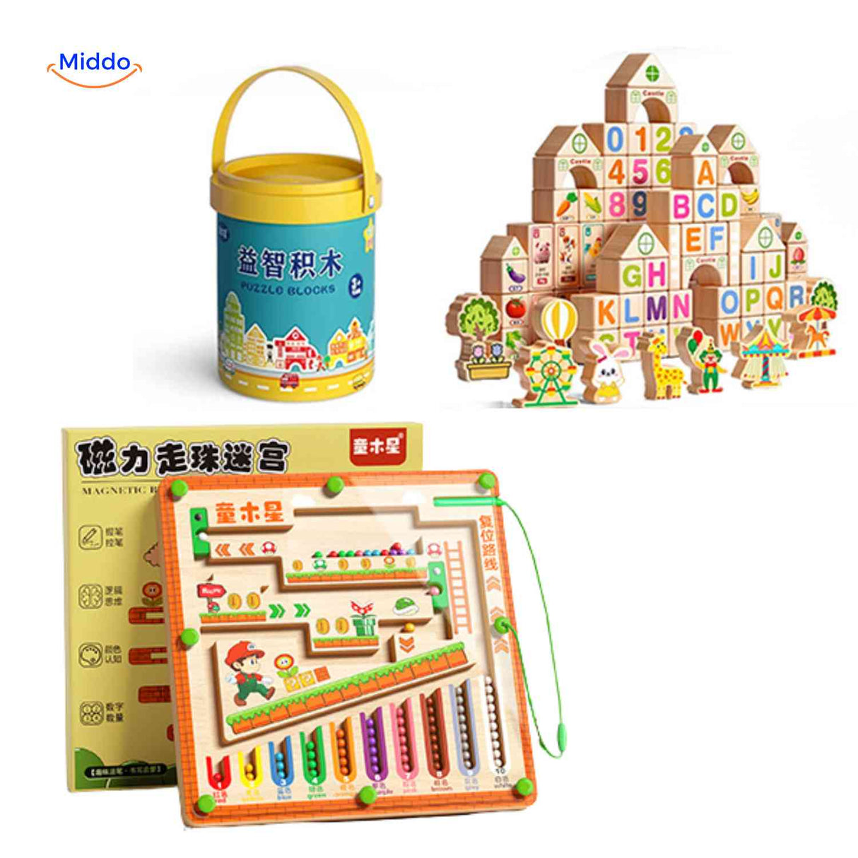 blocs de puzzle en bois inclus dans le kit, jouet éducatif pour développer la créativité
