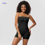 body sculptant bustier noir sans bretelles avec finition sans coutures, silhouette lissée