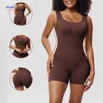 body sculptant marron avec ajustement sans coutures, finition lisse et galbe parfait