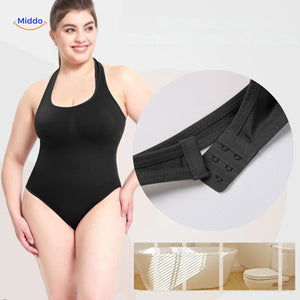 body sculptant racerback noir avec fermetures ajustables, maintien renforcé pour le sport et le quotidien