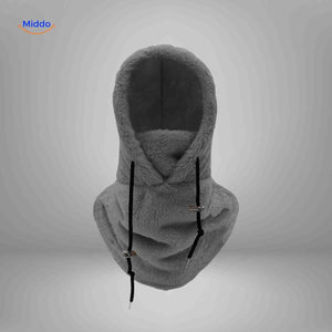 bonnet hiver coloris gris foncé avec capuche fleece et tour de cou intégré