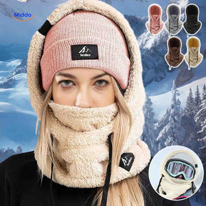 bonnet thermique hiver avec capuche et tour de cou en fleece pour protection contre le froid